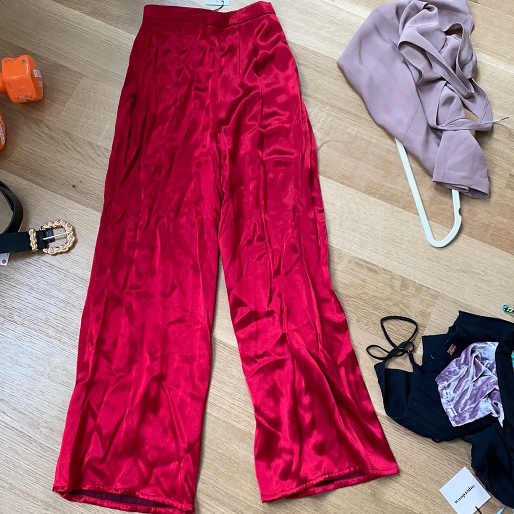 Very cool vintage red silk trouser pant